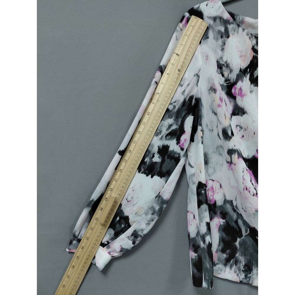 Liz Claiborne Multicolor Floral Crew Neck Chiffon Blouse Women Size XL - Picture 9 of 9